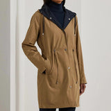 Lauren Ralph Lauren Reversible Hooded Anorak In Navy / Birch Tan