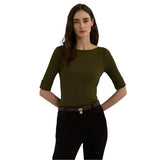 Lauren Ralph Lauren Stretch Cotton Boatneck Tee In Botanic Green