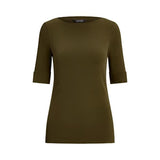 Lauren Ralph Lauren Stretch Cotton Boatneck Tee In Botanic Green