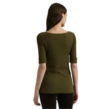 Lauren Ralph Lauren Stretch Cotton Boatneck Tee In Botanic Green