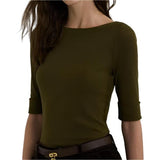 Lauren Ralph Lauren Stretch Cotton Boatneck Tee In Botanic Green