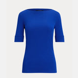 Lauren Ralph Lauren Stretch Cotton Boatneck Tee In New Sapphire