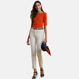 Lauren Ralph Lauren Stretch Cotton Boatneck Tee In Orange Lily