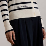 Lauren Ralph Lauren Striped Cotton-Blend Cardigan In Cream/Navy