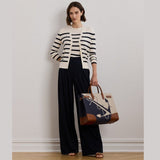 Lauren Ralph Lauren Striped Cotton-Blend Cardigan In Cream/Navy