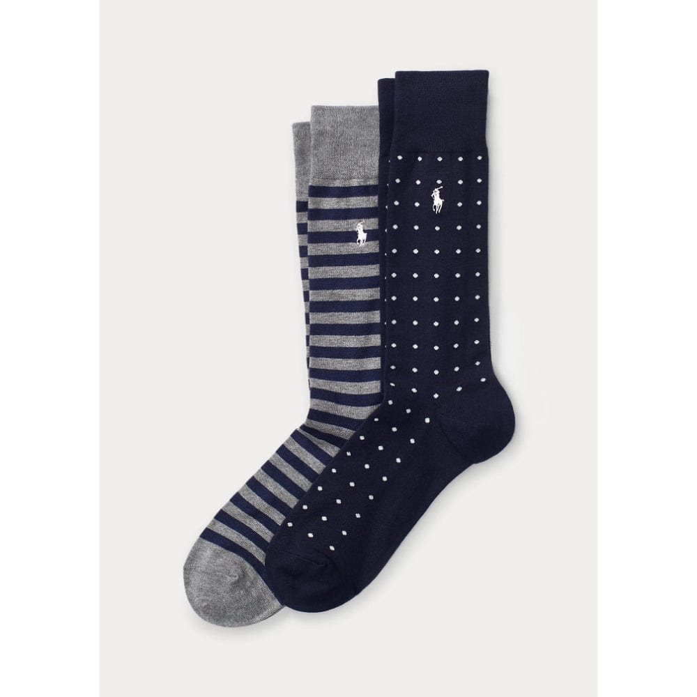 Polo Ralph Lauren Dot Stripe Sock 2-Pack in Navy