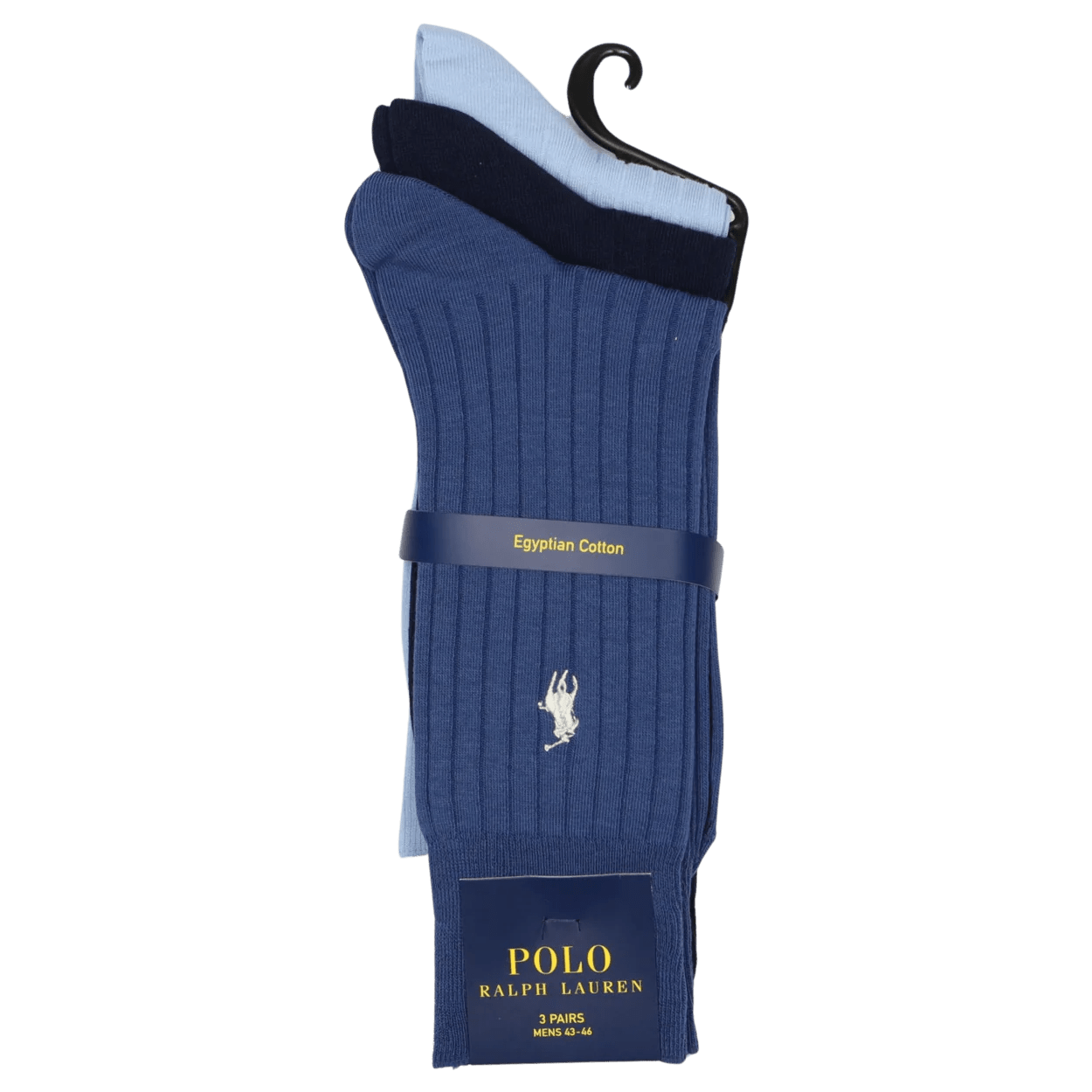 Polo Ralph Lauren Egyptian Cotton-Blend Crew Sock 3-Pack in Blue Assorted