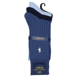 Polo Ralph Lauren Egyptian Cotton-Blend Crew Sock 3-Pack in Blue Assorted
