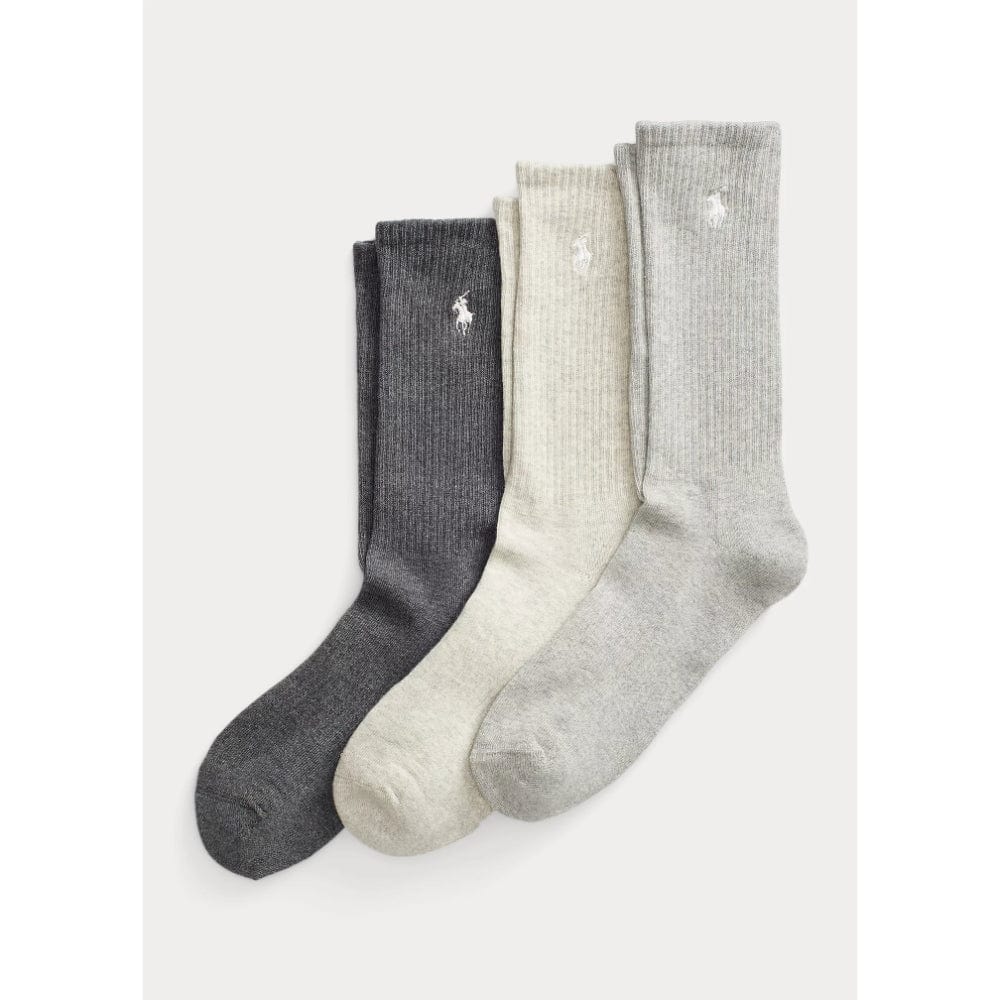 Polo Ralph Lauren Egyptian Cotton-Blend Crew Sock 3-Pack in Grey Assorted