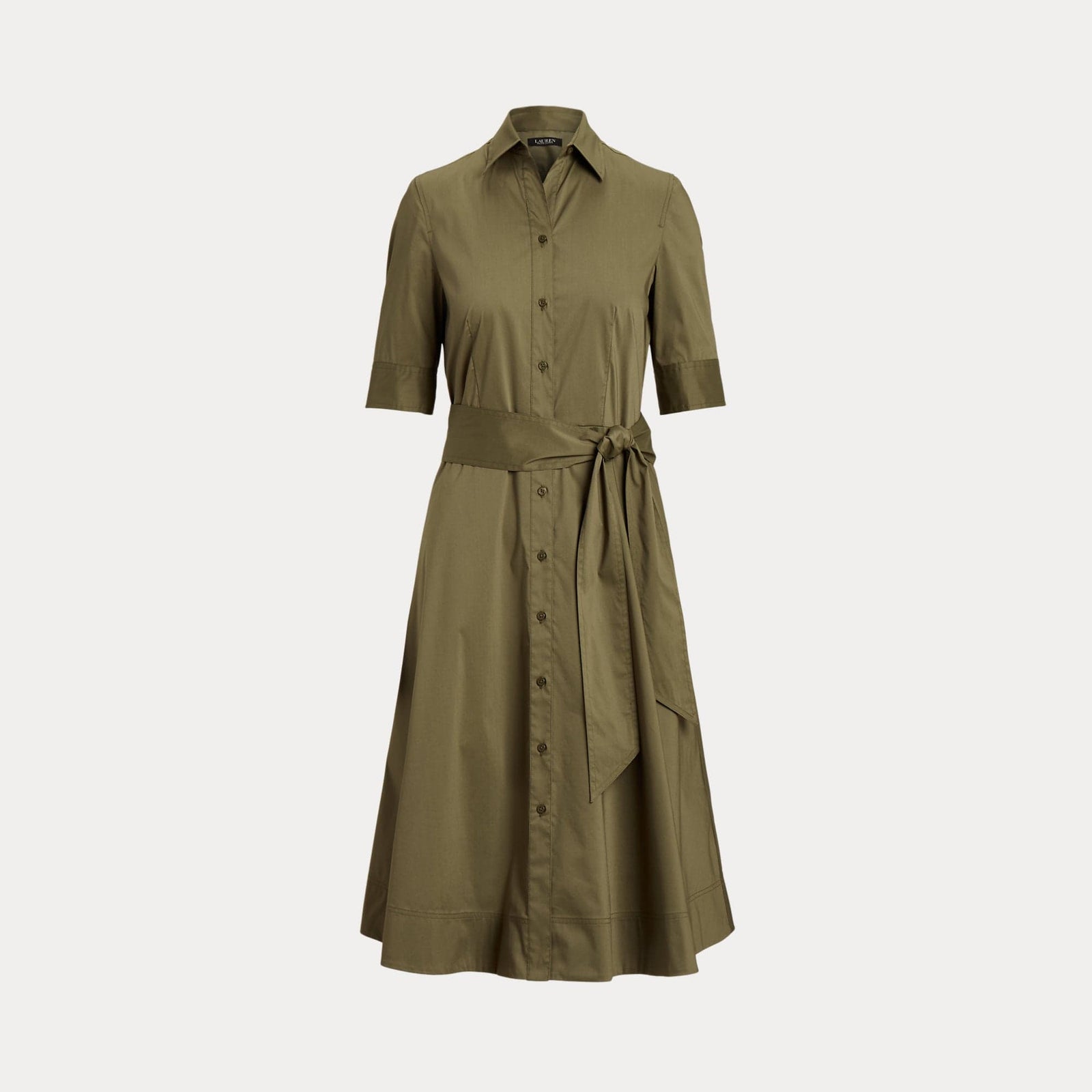 Lauren Ralph Lauren Belted Cotton-Blend Shirtdress in Olive Lauren Ralph Lauren Belted Cotton-Blend Shirtdress in Olive