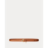 Ralph Lauren Charm Crosshatch Leather Belt In Tan
