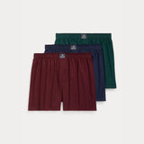 Ralph Lauren Cotton Boxer 3-Pack in Harv Wine/Navy/Green