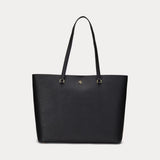 Ralph Lauren Crosshatch Leather Large Karly Tote In Black
