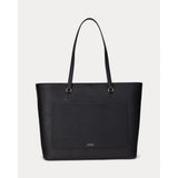 Ralph Lauren Crosshatch Leather Large Karly Tote In Black