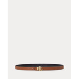 Ralph Lauren Logo Reversible Leather Skinny Belt In Black/Lauren Tan