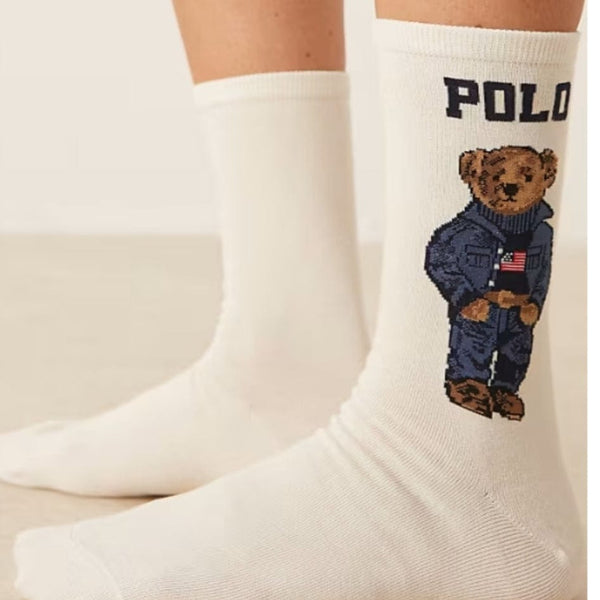 Polo Ralph Lauren Bear Sock In Cream