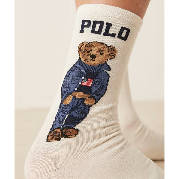 Polo Ralph Lauren Bear Sock In Cream