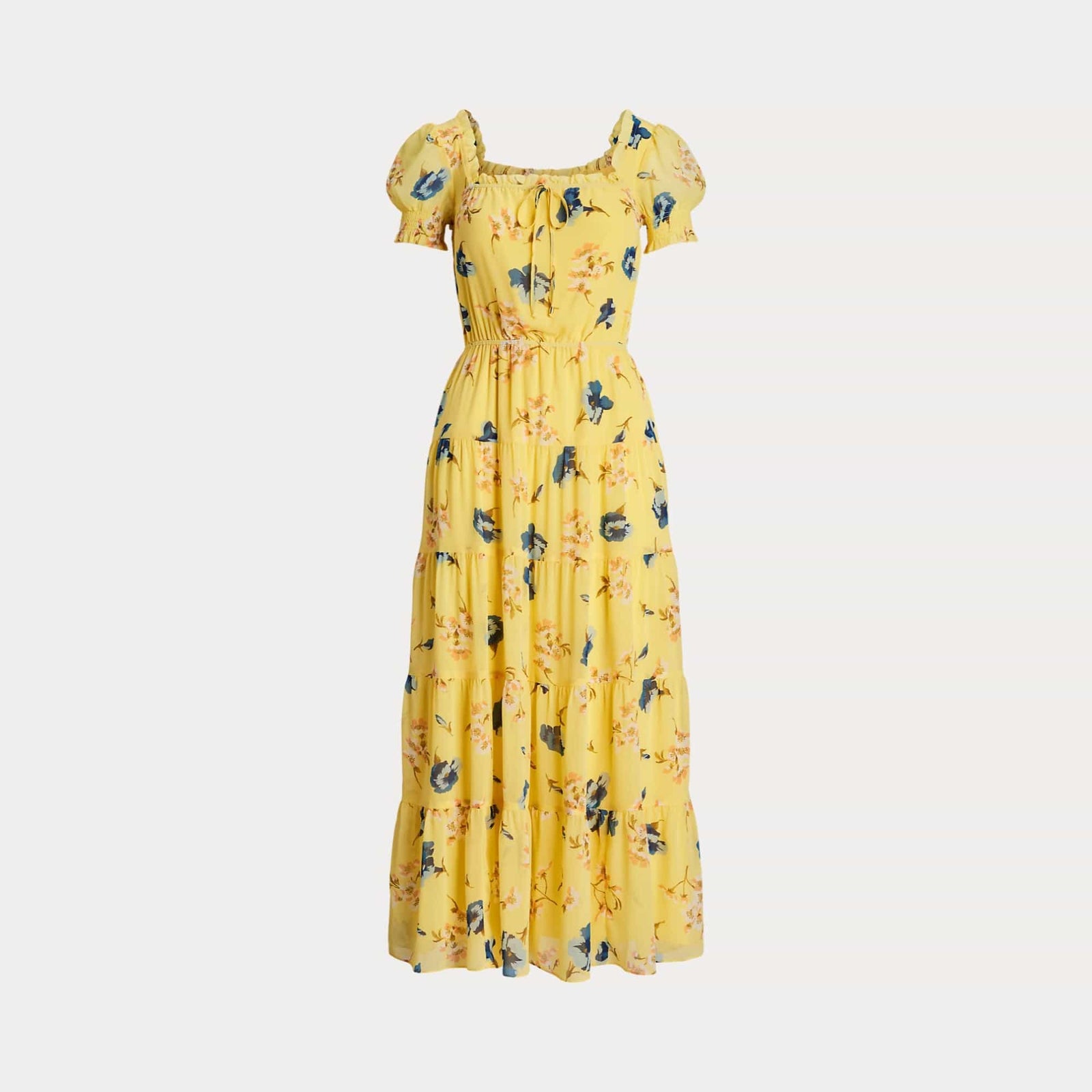 Lauren Ralph Lauren Floral Georgette Puff-Sleeve Midi Dress