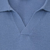 Reis Polo Open Collar Merino Wool In Nordic Blue