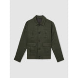 Reiss Adam Linen Four-Pocket Jacket In Khaki Green