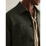 Reiss Adam Linen Four-Pocket Jacket In Khaki Green