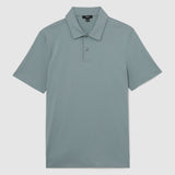 Reiss Airwater Cotton Steel Polo Shirt Blue