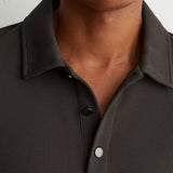 Reiss Alba Textured Long-Sleeve Polo Shirt In Brown