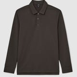 Reiss Alba Textured Long-Sleeve Polo Shirt In Brown
