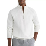Reiss Aldershot Textured-Knit Half-Zip Wool Sweater In White