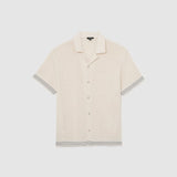 Reiss Aliso Cotton-Blend Tape-Trim Crochet Shirt In Off White