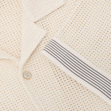Reiss Aliso Cotton-Blend Tape-Trim Crochet Shirt In Off White