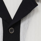 Reiss Aster Cotton Textured Colour-Block Shirt In White/Navy