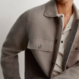 Reiss Banstead Brushed Wool Button-Through Relaxed Overshirt In Taupe Brown