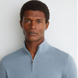 Reiss Blackhall Merino Wool Half-Zip Funnel-Neck Jumper In Armour Blue