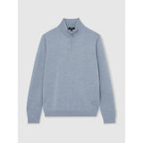 Reiss Blackhall Merino Wool Half-Zip Funnel Neck Jumper In Soft Blue Melange