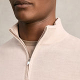 Reiss Blackhall Merino Wool Half-Zip Jumper in Beige