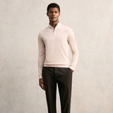 Reiss Blackhall Merino Wool Half-Zip Jumper in Beige