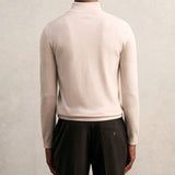 Reiss Blackhall Merino Wool Half-Zip Jumper in Beige