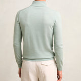 Reiss Blackhall Merino Wool Half-Zip Jumper in Sage Green Melange