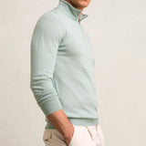 Reiss Blackhall Merino Wool Half-Zip Jumper in Sage Green Melange