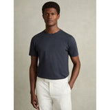 Reiss Bless Cotton Crew Neck T-Shirt in Airforce Blue