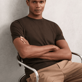 Reiss Bless Cotton Crew-Neck Tailored-Fit T-Shirt in Coco Brown
