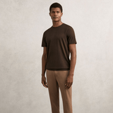 Reiss Bless Cotton Crew-Neck Tailored-Fit T-Shirt in Coco Brown