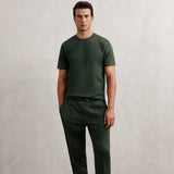 Reiss Bradley Premium Interlock Crew-Neck T-Shirt in Dark Sage Green