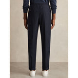 Reiss Brighton Relaxed Drawstring Trousers with Turn-Ups in Navy