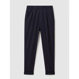 Reiss Brighton Relaxed Drawstring Trousers with Turn-Ups in Navy