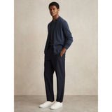 Reiss Brighton Relaxed Drawstring Trousers with Turn-Ups in Navy