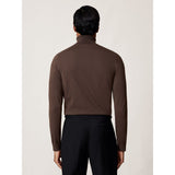 Reiss Caine Merino Wool Roll-Neck Jumper in Chocolate Brown