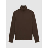 Reiss Caine Merino Wool Roll-Neck Jumper in Chocolate Brown
