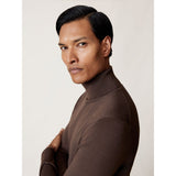 Reiss Caine Merino Wool Roll-Neck Jumper in Chocolate Brown